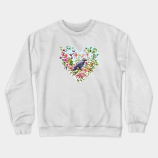 Floral Heart & Parrot Crewneck Sweatshirt